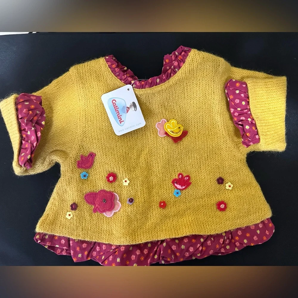 Catimini Baby Girl Top/Bottom Set Easter theme 6 months NWT